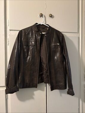 Men's Dark Brown Textured Bomber Jacket